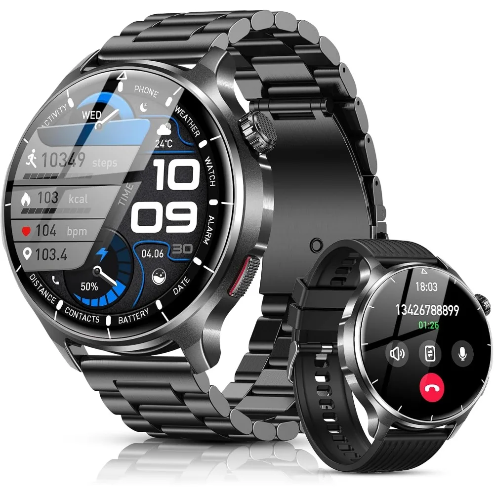 1.52" HD Fitness Tracker Watch with Blood Pressure, SpO2, Heart Rate, Sleep Monitor, 110 Sports Modes, 1000mAh Battery for Men
1.52" HD Fitness Tracker Watch with Blood Pressure, SpO2, Heart Rate, Sleep Monitor, 110 Sports Modes, 1000mAh Battery for Men