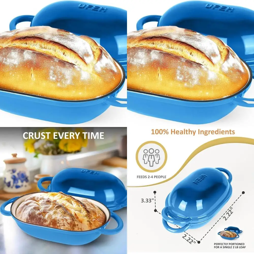 Эмалированная чугунная голландская духовка, 2 QT/1,9 л, идеально подходит для выпечки, кустарных хлебов и рецептов без замешивания, синий
Эмалированная чугунная голландская духовка, 2 QT/1,9 л, идеально подходит для выпечки, кустарных хлебов и рецептов без замешивания, синий