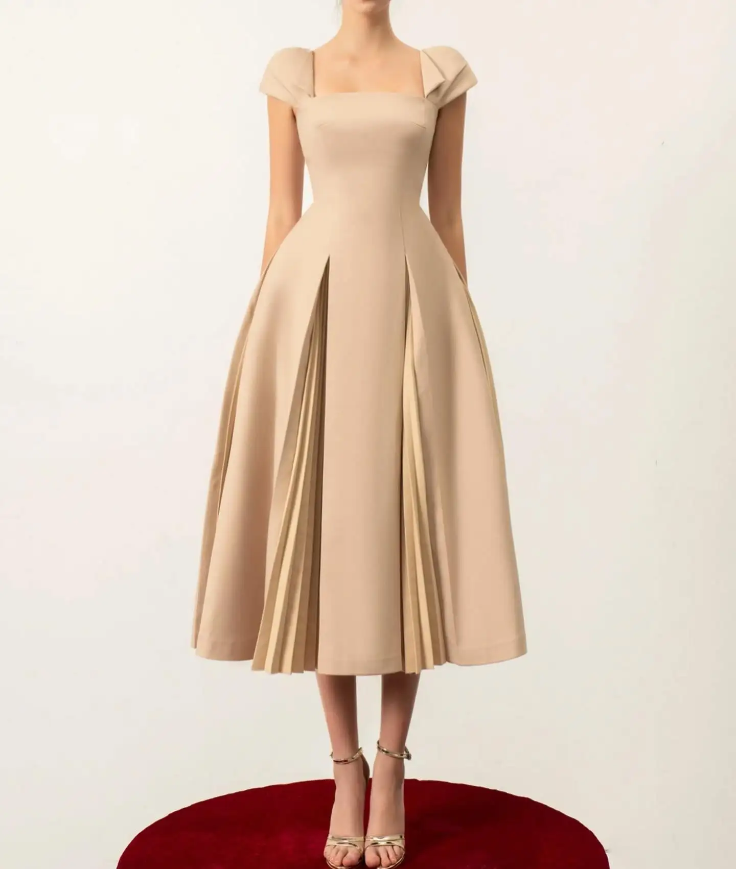 Customized Temperament Jersey A-Line Evening Dress Delicate Short Sleeves Square Neck Tea Length فستان سهرة نسائي 
Customized Temperament Jersey A-Line Evening Dress Delicate Short Sleeves Square Neck Tea Length فستان سهرة نسائي