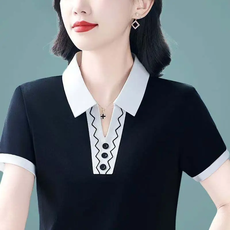 Solid Color Short-sleeved T-shirt for Women's Summer New Fashion Elegant Mom's Wear Plus Size Casual Collared Top
Solid Color Short-sleeved T-shirt for Women's Summer New Fashion Elegant Mom's Wear Plus Size Casual Collared Top