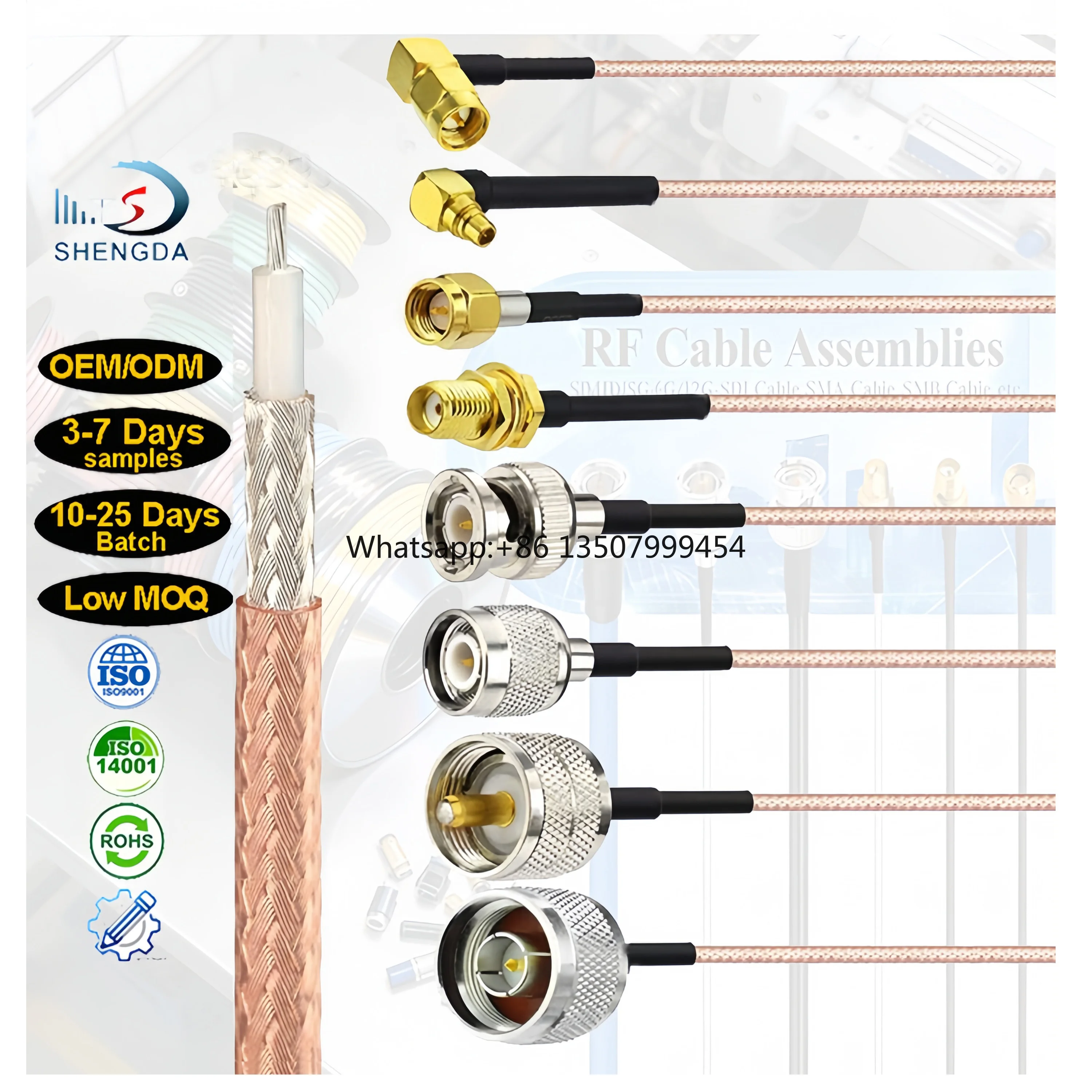 OEM RF Coaxial Cable Pigtail Jumper RG316 RF Cable with MCX MMCX TNC BNC SMA UHF N Type RF Connector Cable Assembly
OEM RF Coaxial Cable Pigtail Jumper RG316 RF Cable with MCX MMCX TNC BNC SMA UHF N Type RF Connector Cable Assembly
