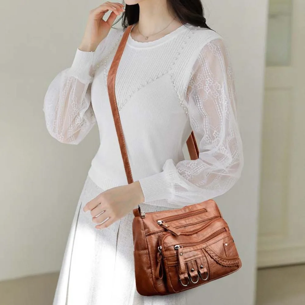 Elegant Middle Aged Mom Bag Korean Style Multi Pocket Soft PU Square Bag Solid Color Brown Large Capacity Shoulder Bag Women
Elegant Middle Aged Mom Bag Korean Style Multi Pocket Soft PU Square Bag Solid Color Brown Large Capacity Shoulder Bag Women