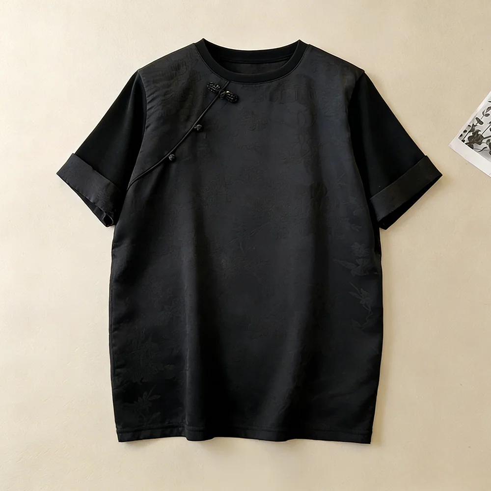 High-End Women's Satin Short Sleeve T-Shirt Commute Style New Chinese Style Base Shirt Spring Summer New Arrival Top
High-End Women's Satin Short Sleeve T-Shirt Commute Style New Chinese Style Base Shirt Spring Summer New Arrival Top