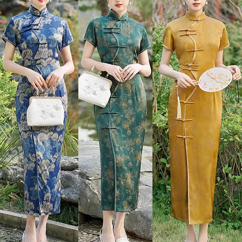 2025 Summer New Cheongsam Chinese Style Dress Women Sexy Exotic Dresses Tradition Mandarin Collar Qipao Short Sleeve Vestidos
2025 Summer New Cheongsam Chinese Style Dress Women Sexy Exotic Dresses Tradition Mandarin Collar Qipao Short Sleeve Vestidos