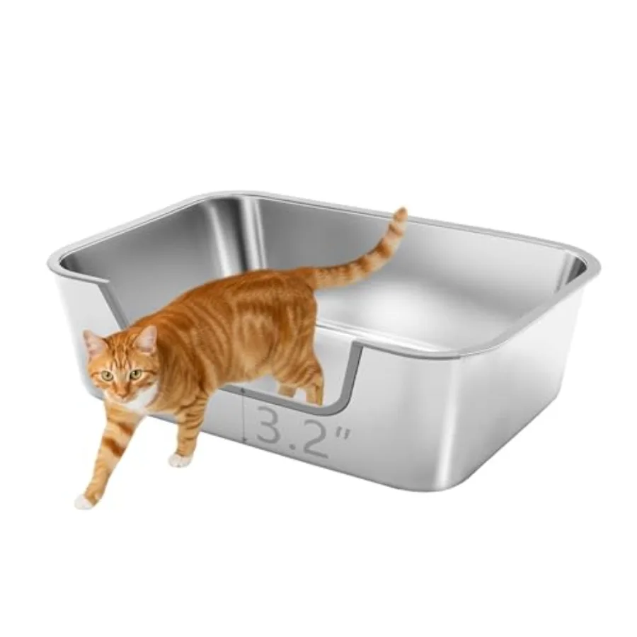 Low Entry Stainless Steel Litter Box for Senior Cats, Metal Large Litter Boxes, XL Extra Cat Litter Pan for Injured Cat and Big
Low Entry Stainless Steel Litter Box for Senior Cats, Metal Large Litter Boxes, XL Extra Cat Litter Pan for Injured Cat and Big