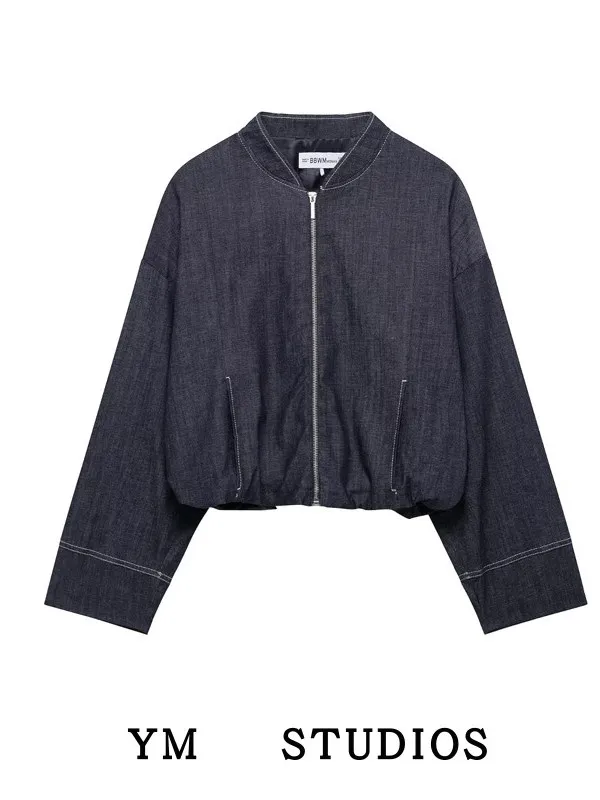 Retro Balloon Sve Denim Jaet Casual Pilot Sle Outerwear Spring Autumn Waist-Cinching Women's ort Coat Zipper Closure
Retro Balloon Sve Denim Jaet Casual Pilot Sle Outerwear Spring Autumn Waist-Cinching Women's ort Coat Zipper Closure