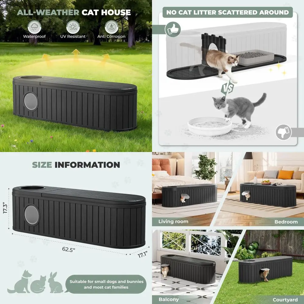 Durable Black Litter Box Enclosure for 2 Cats - Indoor Cat Houses with Easy Assembly and Round Door
Durable Black Litter Box Enclosure for 2 Cats - Indoor Cat Houses with Easy Assembly and Round Door