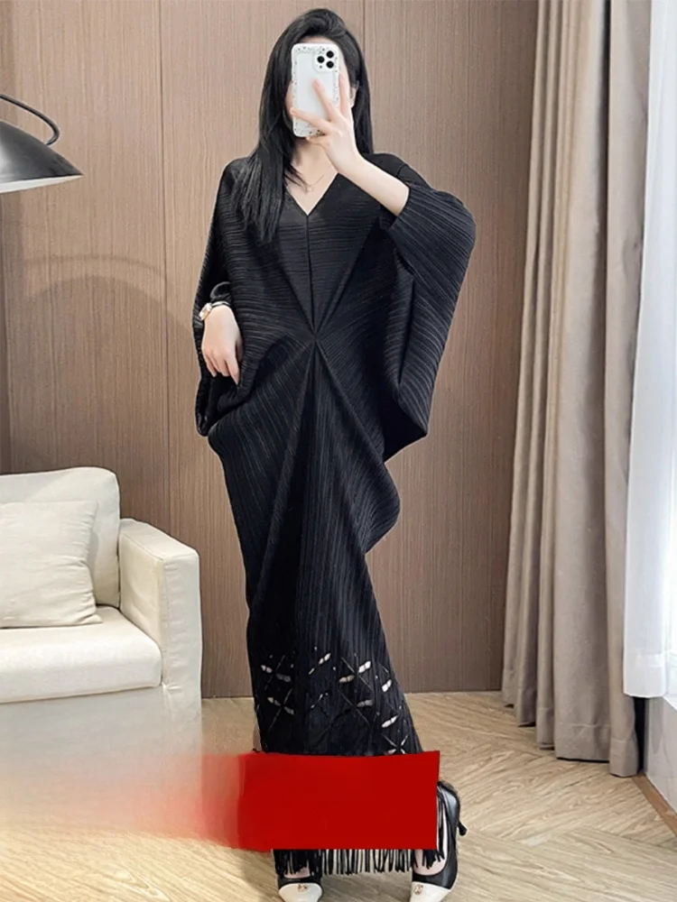Three-Quarter Sleeve Hollow out Pleated Silken Dress Women's Summer Goddess Style Design Sensation Batwing Sleeve Dress
Three-Quarter Sleeve Hollow out Pleated Silken Dress Women's Summer Goddess Style Design Sensation Batwing Sleeve Dress
