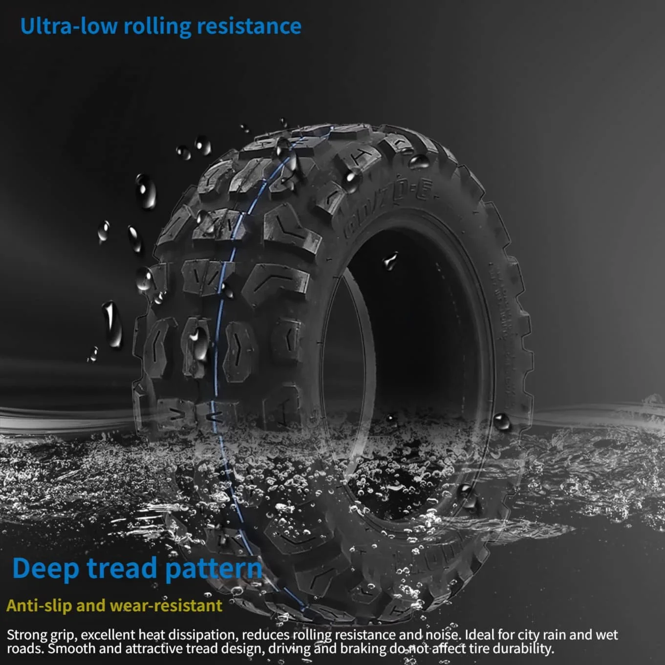 For Off-road Performance 90 70-6 Tubeless Tire Wear Resistant Rubber Tire Electric Scooter Black Deep Tread Design
For Off-road Performance 90 70-6 Tubeless Tire Wear Resistant Rubber Tire Electric Scooter Black Deep Tread Design