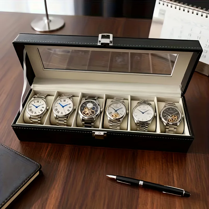 Сверхмощный корпус для часов из искусственной кожи с крышкой и золотыми петлями | Черный ящик для хранения часов из искусственной кожи
Сверхмощный корпус для часов из искусственной кожи с крышкой и золотыми петлями | Черный ящик для хранения часов из искусственной кожи