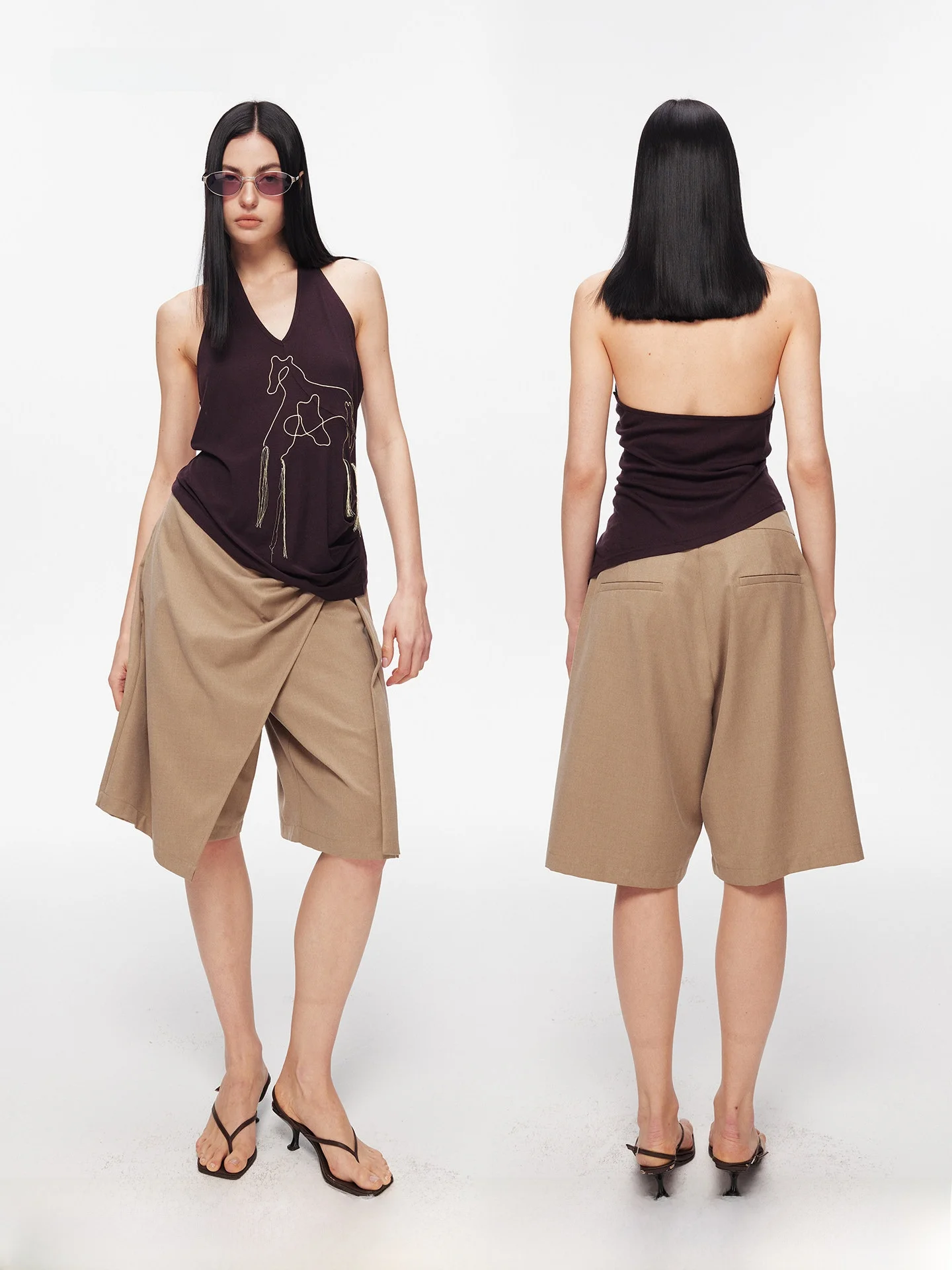 SEGI Women's Ruffle Trimmed V-Neck Tank Top Silk Blend Lurex Thread Embroidery Hanging Neck Design Casual Loose Fit Short Length
SEGI Women's Ruffle Trimmed V-Neck Tank Top Silk Blend Lurex Thread Embroidery Hanging Neck Design Casual Loose Fit Short Length