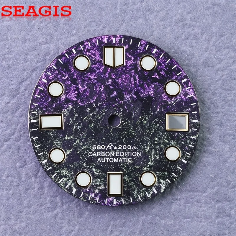 SEAGIS 28.5mm Starry sky Carbon fiber dial fit NH35 movement Blue lume No Logo Seven Colorful Watch Face
SEAGIS 28.5mm Starry sky Carbon fiber dial fit NH35 movement Blue lume No Logo Seven Colorful Watch Face