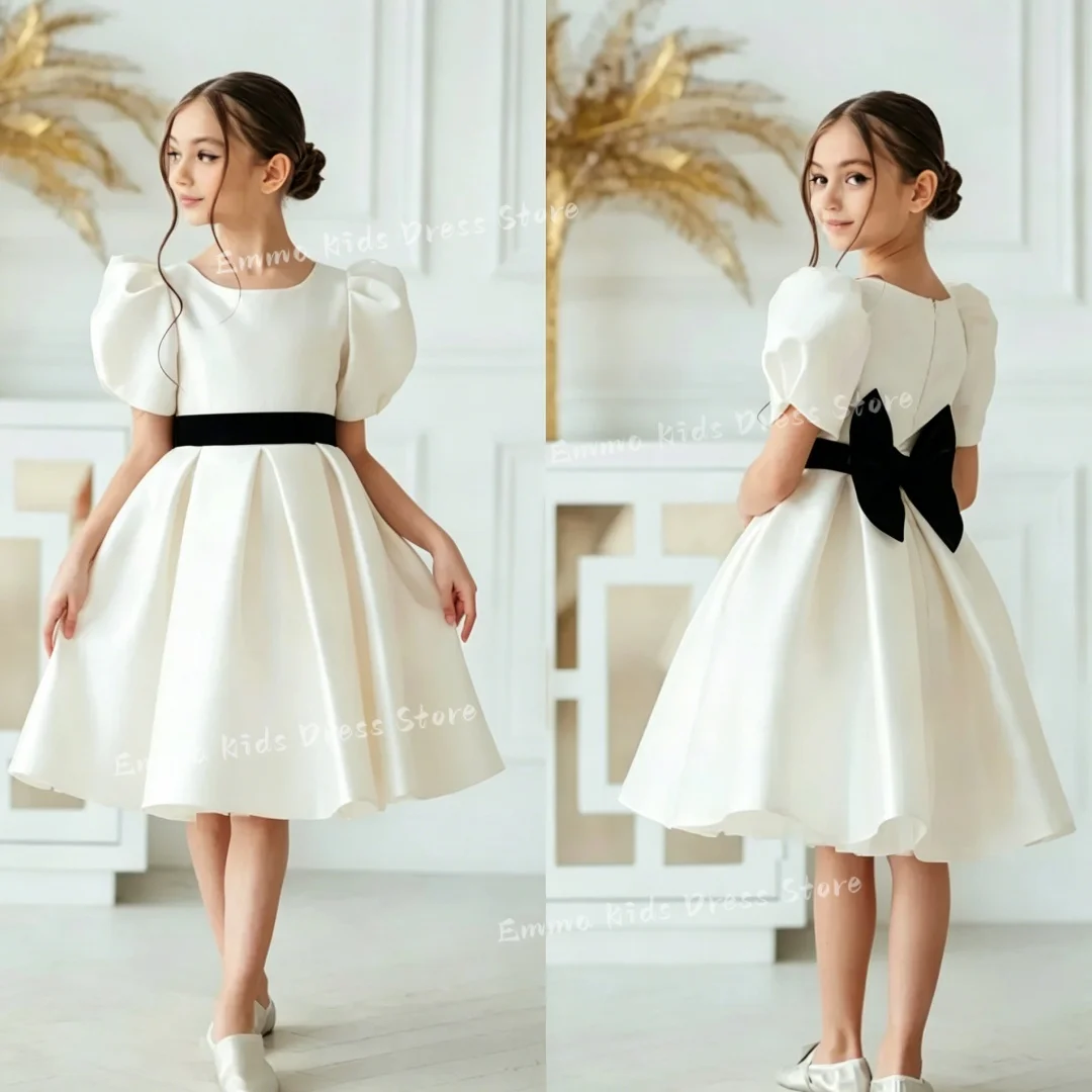 Custom Simple Satin Girl's Flower Girl Dress First Communion A-Line Dress with Bow Waistband Knee-Length Birthday Party Princess
Custom Simple Satin Girl's Flower Girl Dress First Communion A-Line Dress with Bow Waistband Knee-Length Birthday Party Princess