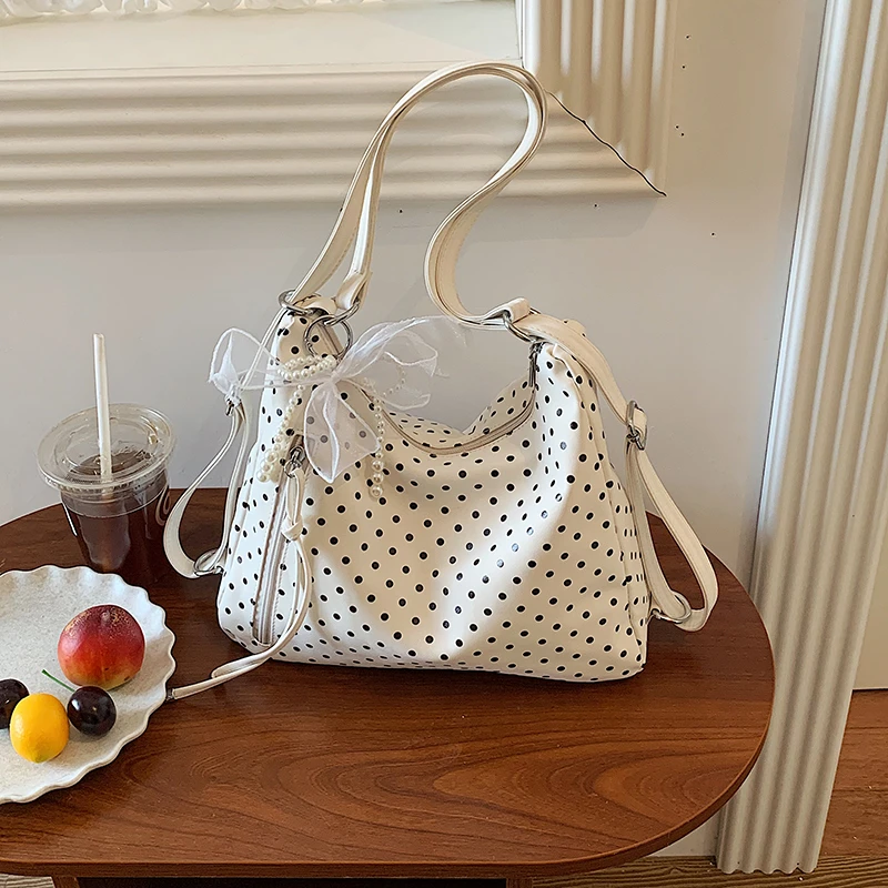 Polka Dot Shoulder Bag Soft PU Large Capacity Tote Handbag Detachable Crossbody Strap Bow Decor Casual Daily Shopping Bag
Polka Dot Shoulder Bag Soft PU Large Capacity Tote Handbag Detachable Crossbody Strap Bow Decor Casual Daily Shopping Bag