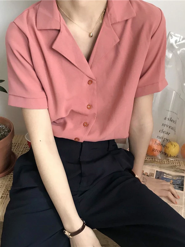 Женский повседневный уличный топ с отложным воротником Soft Sle Pure Color irt ort Sve Slim Fit Summer Faion Top
Женский повседневный уличный топ с отложным воротником Soft Sle Pure Color irt ort Sve Slim Fit Summer Faion Top