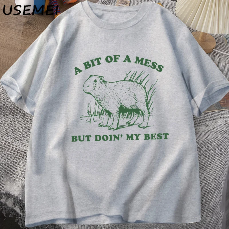 A Bit of A Mess But Doin My Best Capybara T-Shirts Men Vintage Mental Health Tshirt Weird Casual Cotton Print T Shirt Streetwear
A Bit of A Mess But Doin My Best Capybara T-Shirts Men Vintage Mental Health Tshirt Weird Casual Cotton Print T Shirt Streetwear