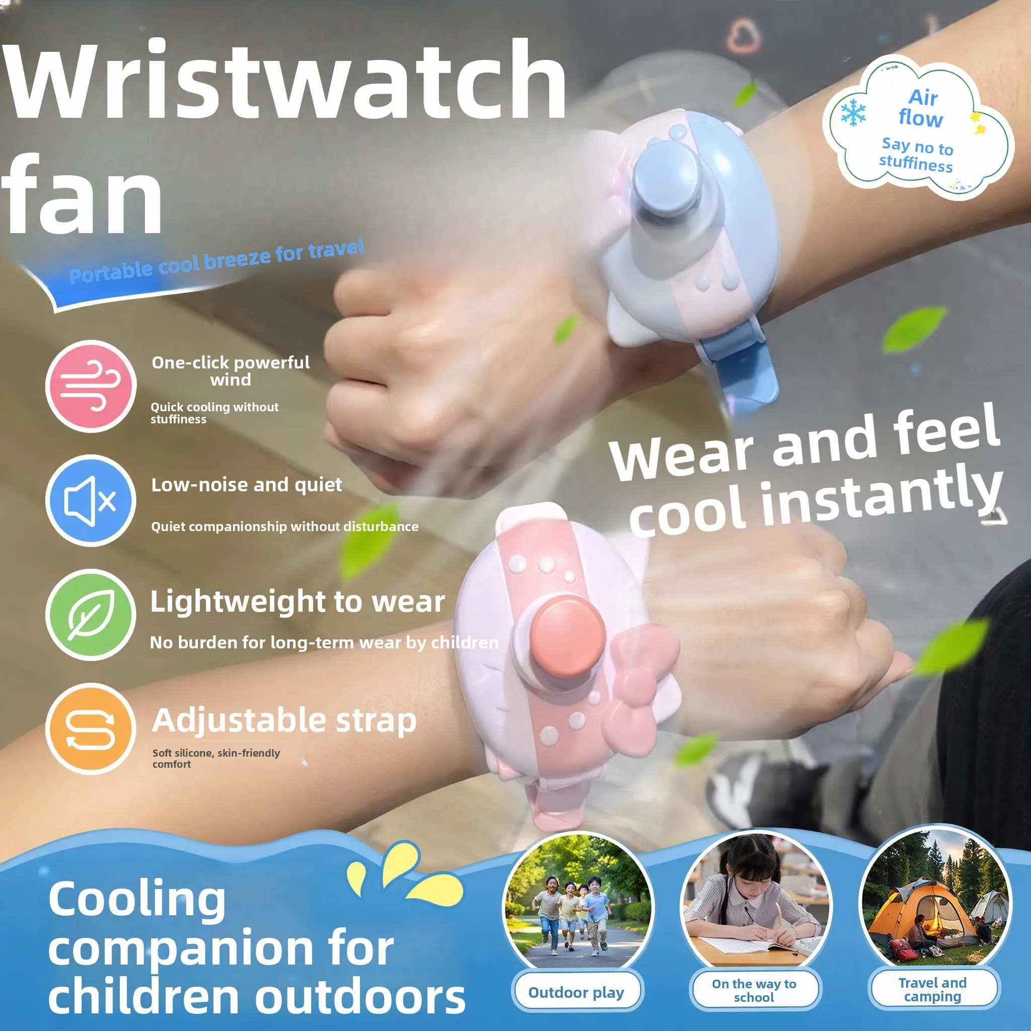 Ultra-Powerful Portable Children's Watch Fan Long-Lasting Battery Outdoor Handheld Fan Strong Wind USB Rechargeable Summer Tr...
Ultra-Powerful Portable Children's Watch Fan Long-Lasting Battery Outdoor Handheld Fan Strong Wind USB Rechargeable Summer Tr...