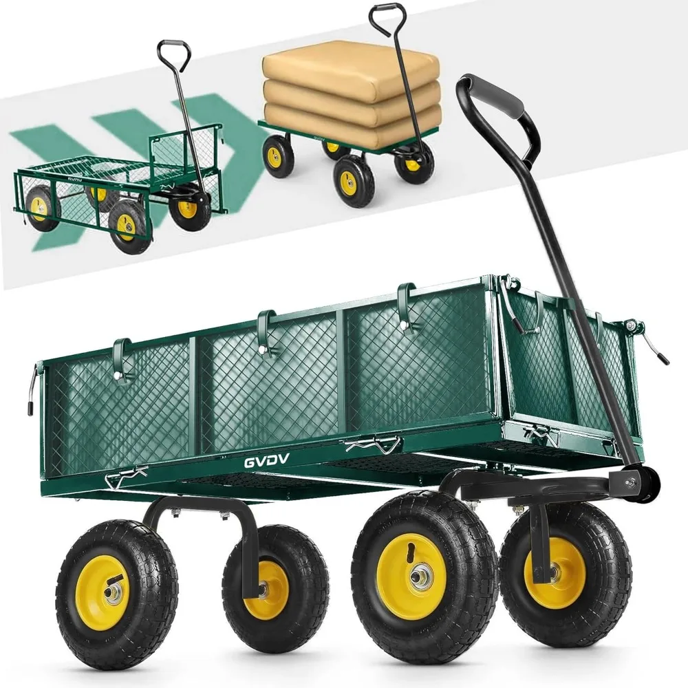 660LB Garden Cart with Liner, Heavy Duty Steel Garden Wagon, Folding Utility Wagon with Removable Sides and 10 All-Terrain
660LB Garden Cart with Liner, Heavy Duty Steel Garden Wagon, Folding Utility Wagon with Removable Sides and 10 All-Terrain