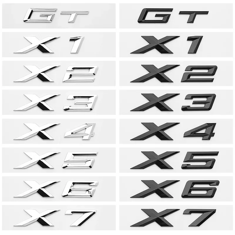 For BMW X1 X2 X3 X4 X5 X6 X7 GT Logo Rear Trunk Emblem Badge 3D ABS Chrome Black Car Sticker Decals Car Styling Accessories
For BMW X1 X2 X3 X4 X5 X6 X7 GT Logo Rear Trunk Emblem Badge 3D ABS Chrome Black Car Sticker Decals Car Styling Accessories