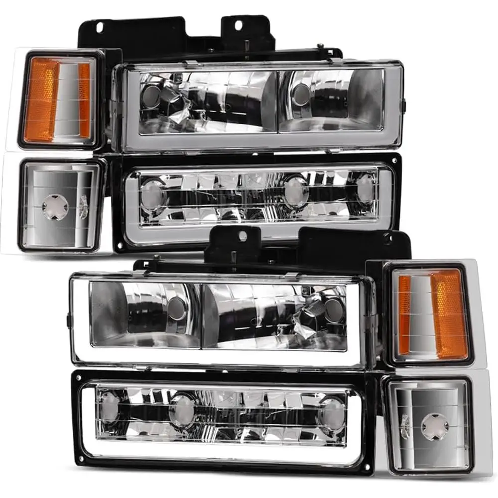 7422444554537 Совместимо с Chevrolet C10 C/K Pickup/Silverado Suburban Tahoe 1994-2000 годов, светодиодная лента DRL, хромированный корпус, фара
7422444554537 Совместимо с Chevrolet C10 C/K Pickup/Silverado Suburban Tahoe 1994-2000 годов, светодиодная лента DRL, хромированный корпус, фара