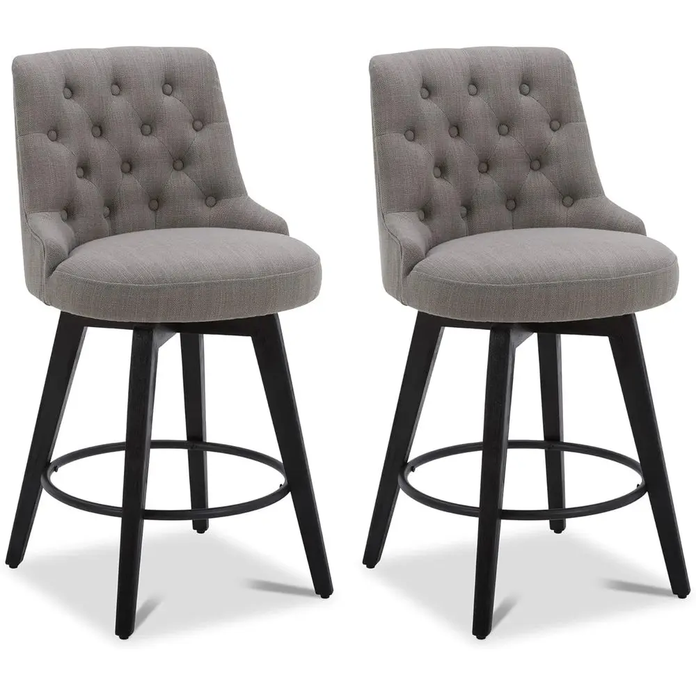 Swivel Fabric Upholstered Counter Height Bar Stools with Back, Solid Wood Legs, 26 Seat Height, Set of 2, Linen Grey
Swivel Fabric Upholstered Counter Height Bar Stools with Back, Solid Wood Legs, 26 Seat Height, Set of 2, Linen Grey