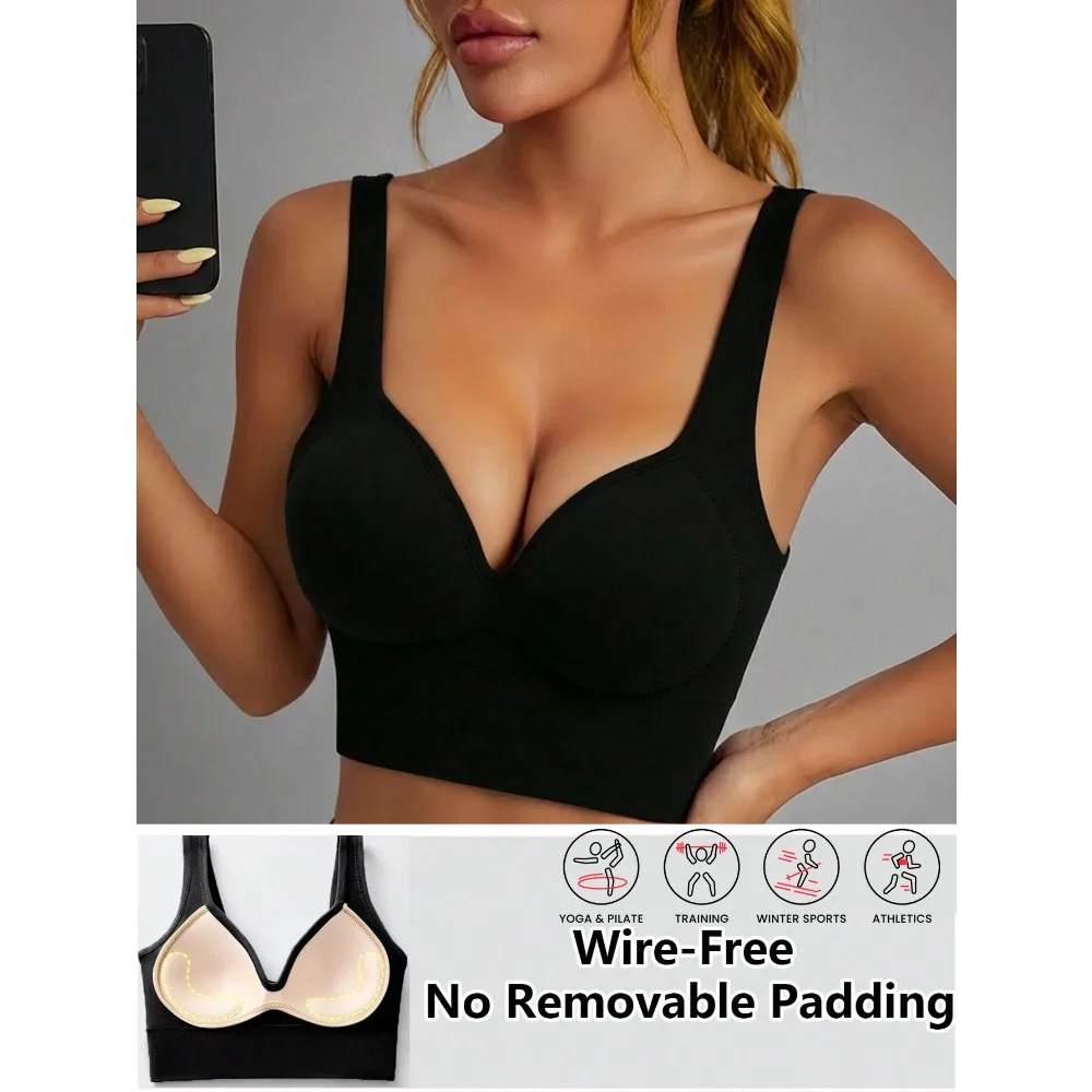 Solid Color Sports Bra Camisole, Wireless, Removable Padding, High Elasticity Fitness Bra For Women, Suitable For Yoga And Running Pink Spring
Solid Color Sports Bra Camisole, Wireless, Removable Padding, High Elasticity Fitness Bra For Women, Suitable For Yoga And Running Pink Spring