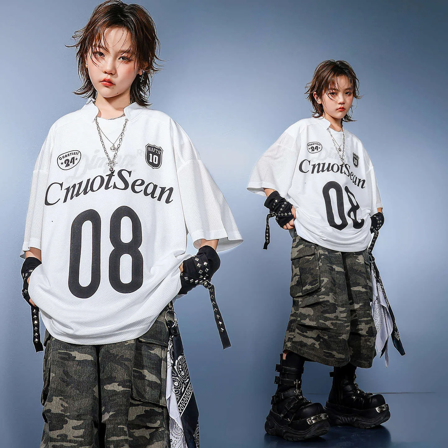 Kid Kpop Hip Hop Clothing White Jersey T Shirt Top Camo Casual Cargo Shorts Middle Pants for Girl Boy Dance Wear Costume Clothes
Kid Kpop Hip Hop Clothing White Jersey T Shirt Top Camo Casual Cargo Shorts Middle Pants for Girl Boy Dance Wear Costume Clothes
