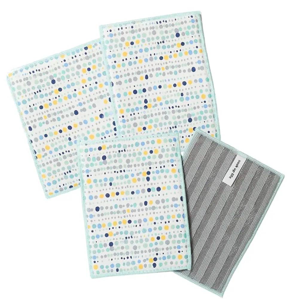 Machine Washable Dishcloth Set in Dots Blue, 4 Pack 2 in 1 Non Scratch Reusable Quick Dry Cleaning Cloths Made from R
Machine Washable Dishcloth Set in Dots Blue, 4 Pack 2 in 1 Non Scratch Reusable Quick Dry Cleaning Cloths Made from R