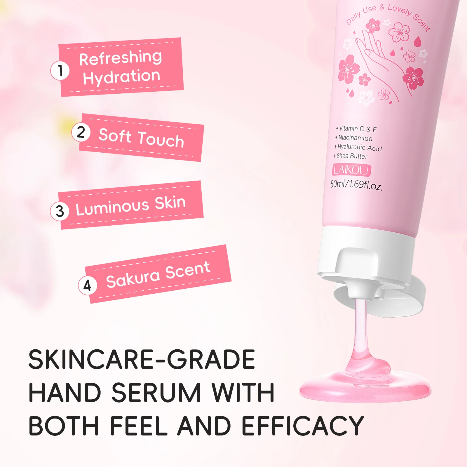 LAIKOU Japanese Sakura Hand Essence, Intensive Moisturizing Hand Treatment Cream for Dry Cracked Hands, Nourishing 50ml
LAIKOU Japanese Sakura Hand Essence, Intensive Moisturizing Hand Treatment Cream for Dry Cracked Hands, Nourishing 50ml
