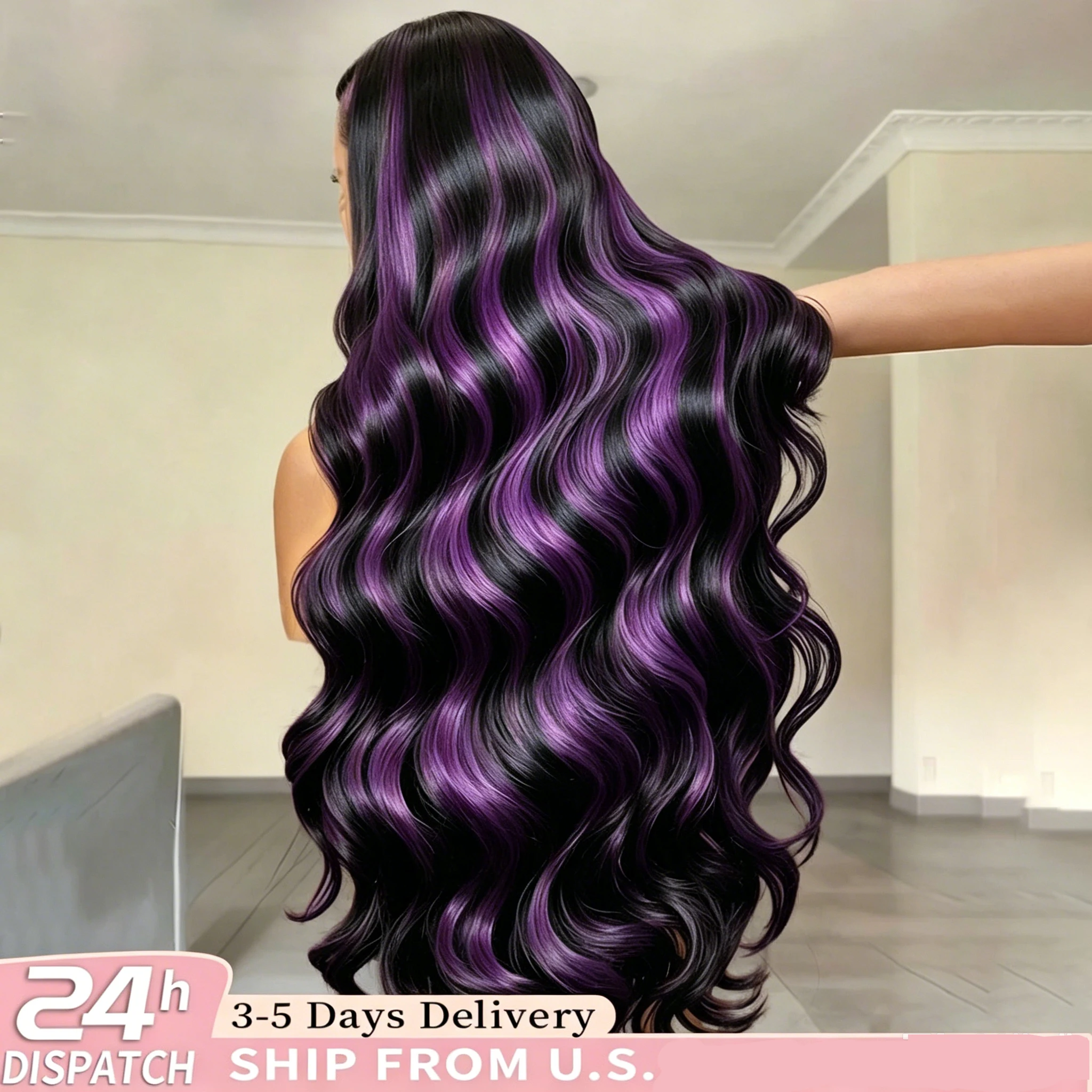 Highlight Dark Purple Skunk Stripe Human Hair Wig Body Wave 13x4 HD Lace Frontal Wigs 250% Density Ombre Purple Lace Front Wig
Highlight Dark Purple Skunk Stripe Human Hair Wig Body Wave 13x4 HD Lace Frontal Wigs 250% Density Ombre Purple Lace Front Wig