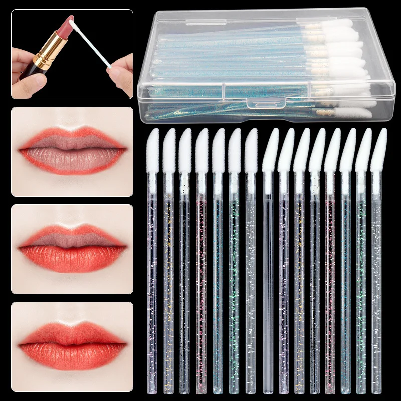 50pcs/box Crystal Handle Lip Brush Lint Free Mascara Wands Gloss Applicators Lipstick Disposable Beauty Salon Makeup Tools
50pcs/box Crystal Handle Lip Brush Lint Free Mascara Wands Gloss Applicators Lipstick Disposable Beauty Salon Makeup Tools