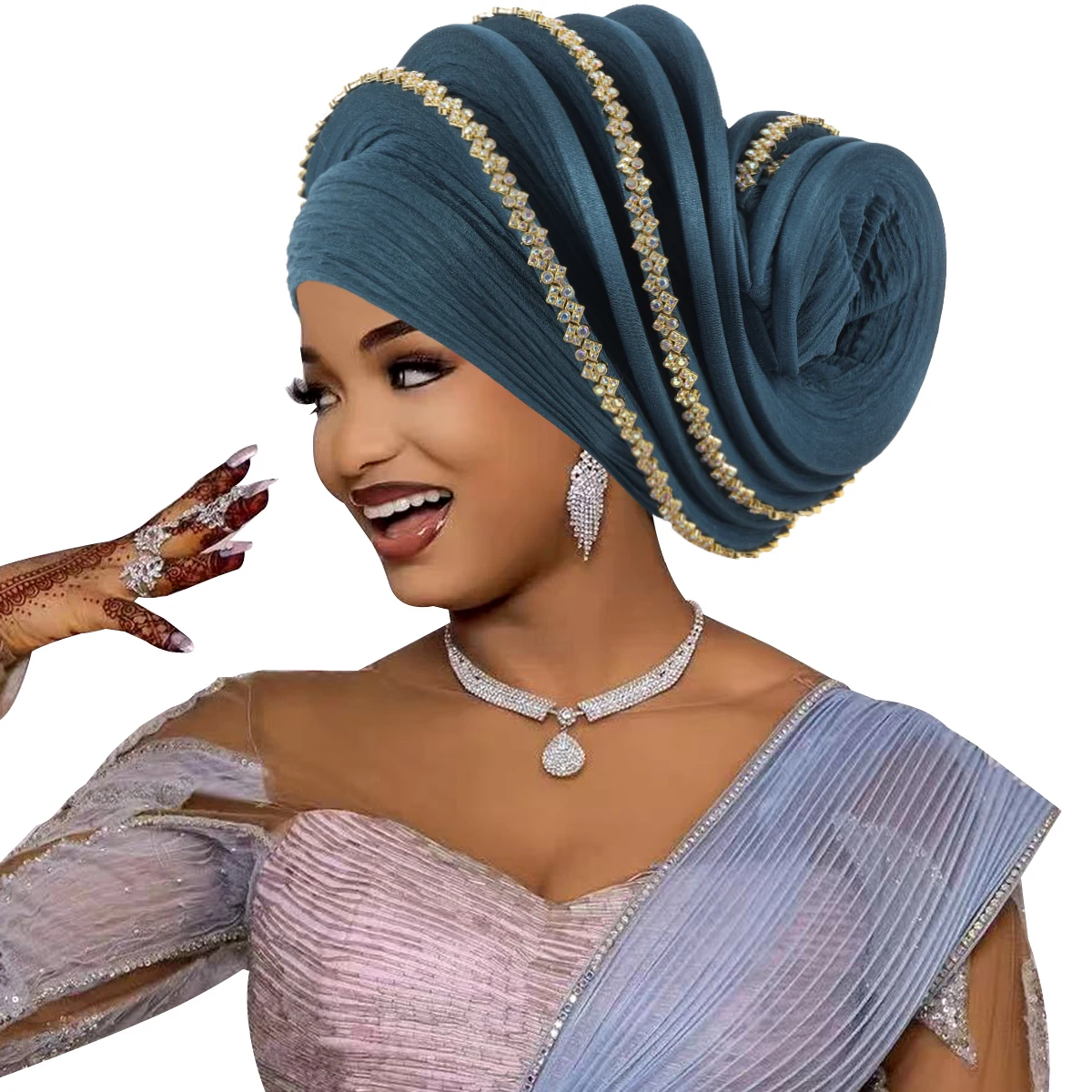 Luxury Diamonds Spiral Turbans for Women Afrcian Lady Head Wraps Female Turban Cap Nigeria Headpiece Wedding Party Gele
Luxury Diamonds Spiral Turbans for Women Afrcian Lady Head Wraps Female Turban Cap Nigeria Headpiece Wedding Party Gele