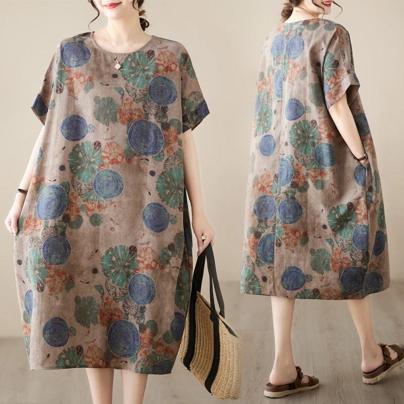 Elegant Cotton Linen plus Size Women's Dress Slimming White Enhancing Summer Retro Ethnic Artistic Style Maxi Dress
Elegant Cotton Linen plus Size Women's Dress Slimming White Enhancing Summer Retro Ethnic Artistic Style Maxi Dress