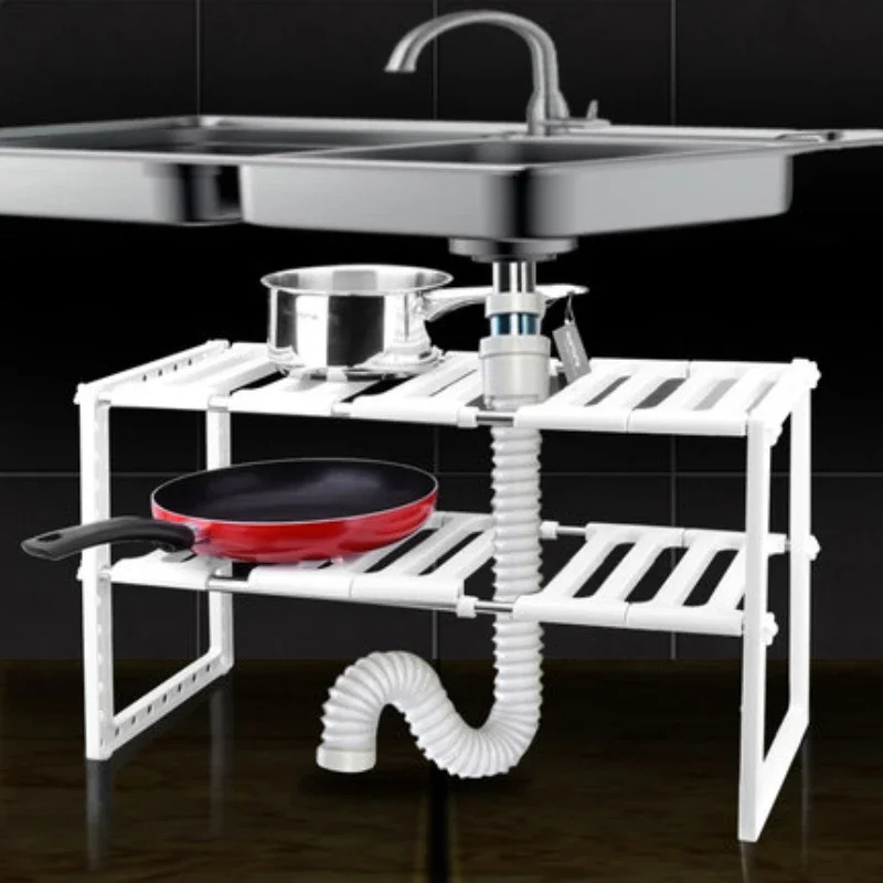Kitchen sink shelf Double-layer retractable storage rack Washing table Sewer pipe shelf Storage shelf
Kitchen sink shelf Double-layer retractable storage rack Washing table Sewer pipe shelf Storage shelf