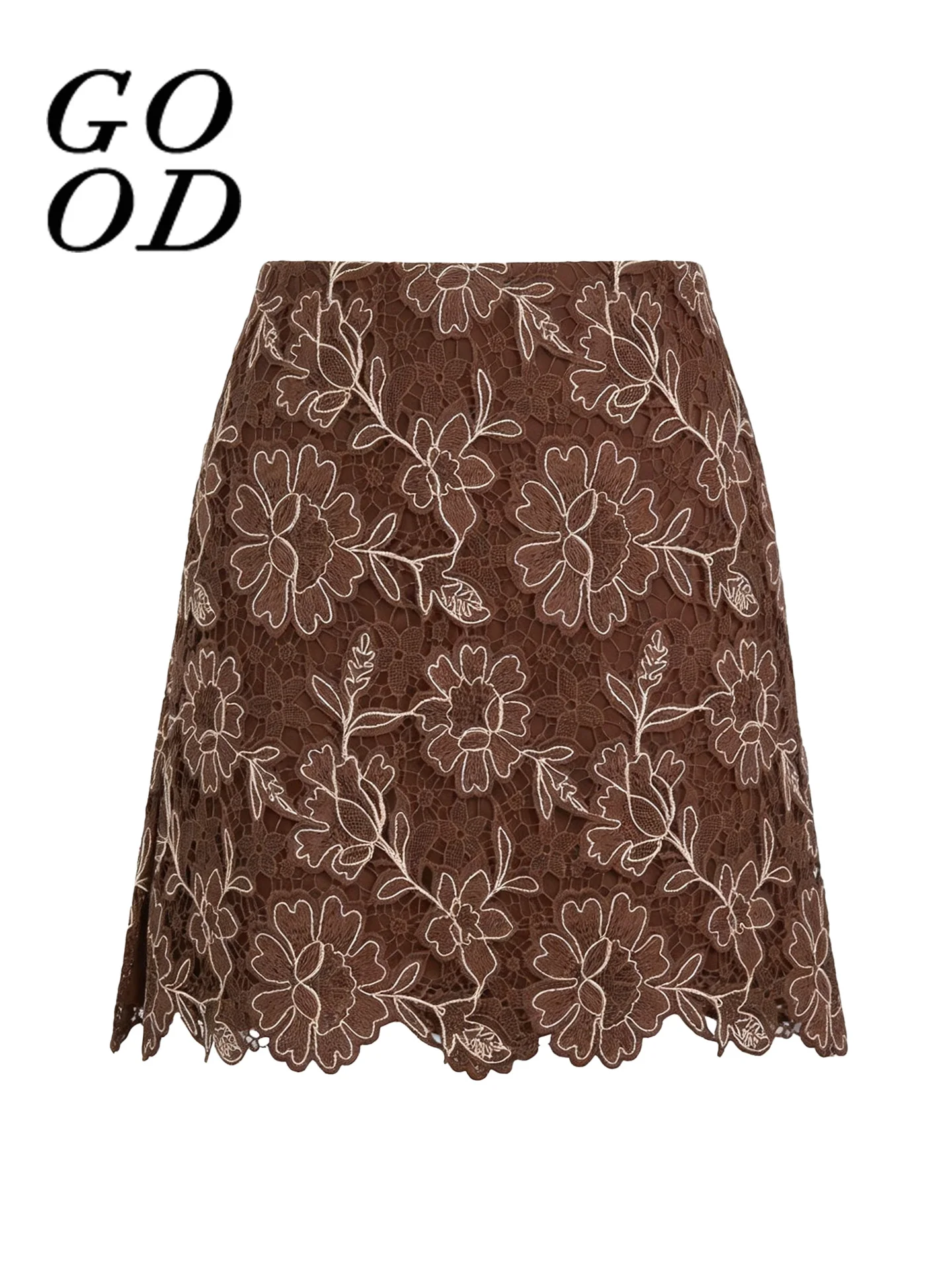 Good Heavyweight Water Soluble Embroidery Lace High Waist A-Line Skirt Elegant Coffee Short Skirt Versatile Polyester Fiber
Good Heavyweight Water Soluble Embroidery Lace High Waist A-Line Skirt Elegant Coffee Short Skirt Versatile Polyester Fiber