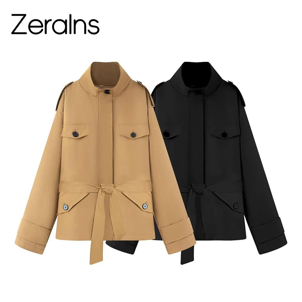 ZERAINS Women's autumn new style fashionable temperament versatile lace up short style simple windbreaker jacket
ZERAINS Women's autumn new style fashionable temperament versatile lace up short style simple windbreaker jacket