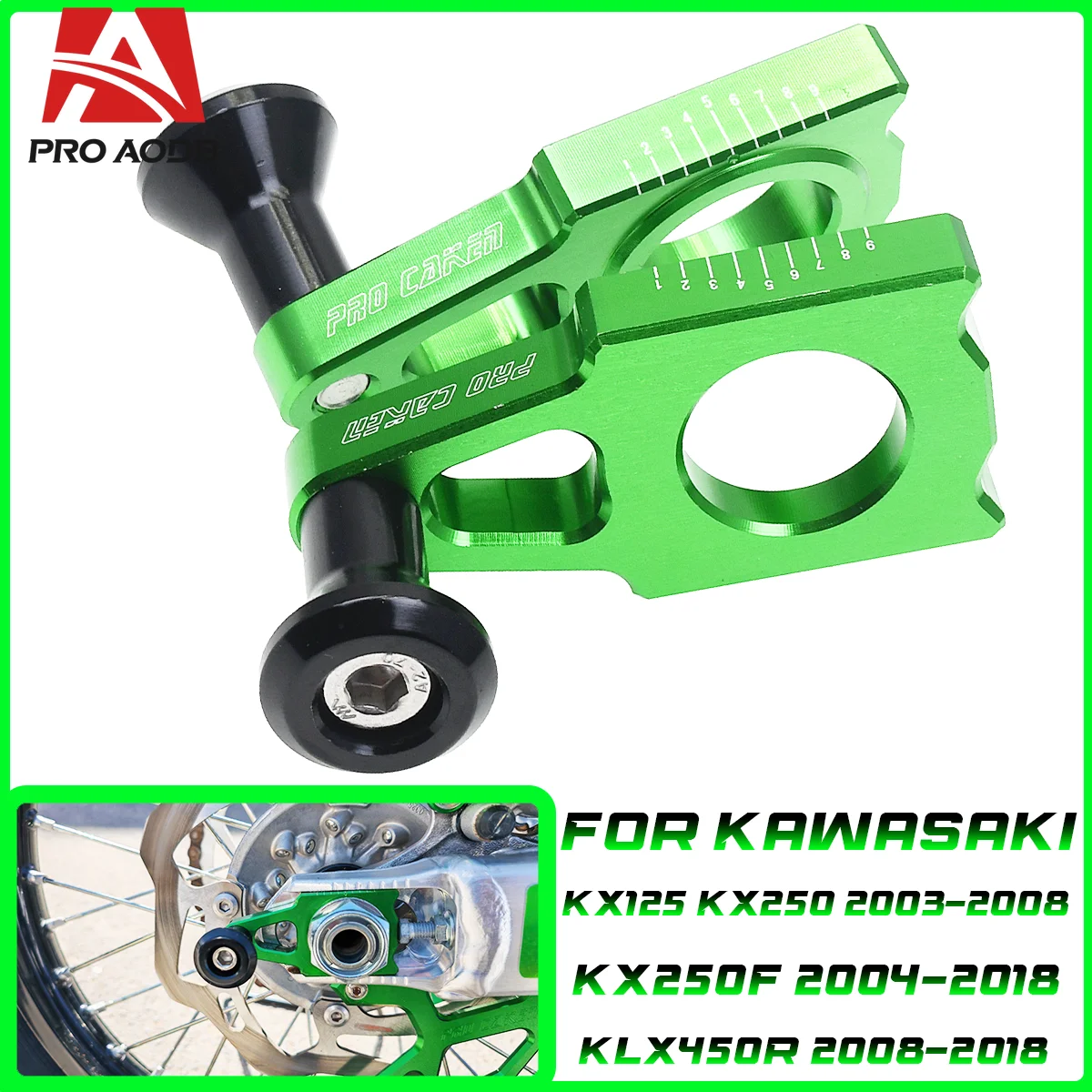 Motocycle CNC Rear Axle Blocks Chain Adjuster For Kawasaki KX250F KX450F KX 125 250 250F 450F KX125 KX250 KLX450R 2003 2016 2018
Motocycle CNC Rear Axle Blocks Chain Adjuster For Kawasaki KX250F KX450F KX 125 250 250F 450F KX125 KX250 KLX450R 2003 2016 2018