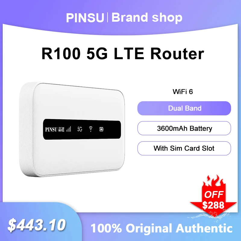 PINSU R100 5G LTE Router Wireless WiFi 6 Unlock Modem Mini Outdoor Hotspot Pocket MiFi Sim Card Slot Repeater 3600mAh battery
PINSU R100 5G LTE Router Wireless WiFi 6 Unlock Modem Mini Outdoor Hotspot Pocket MiFi Sim Card Slot Repeater 3600mAh battery