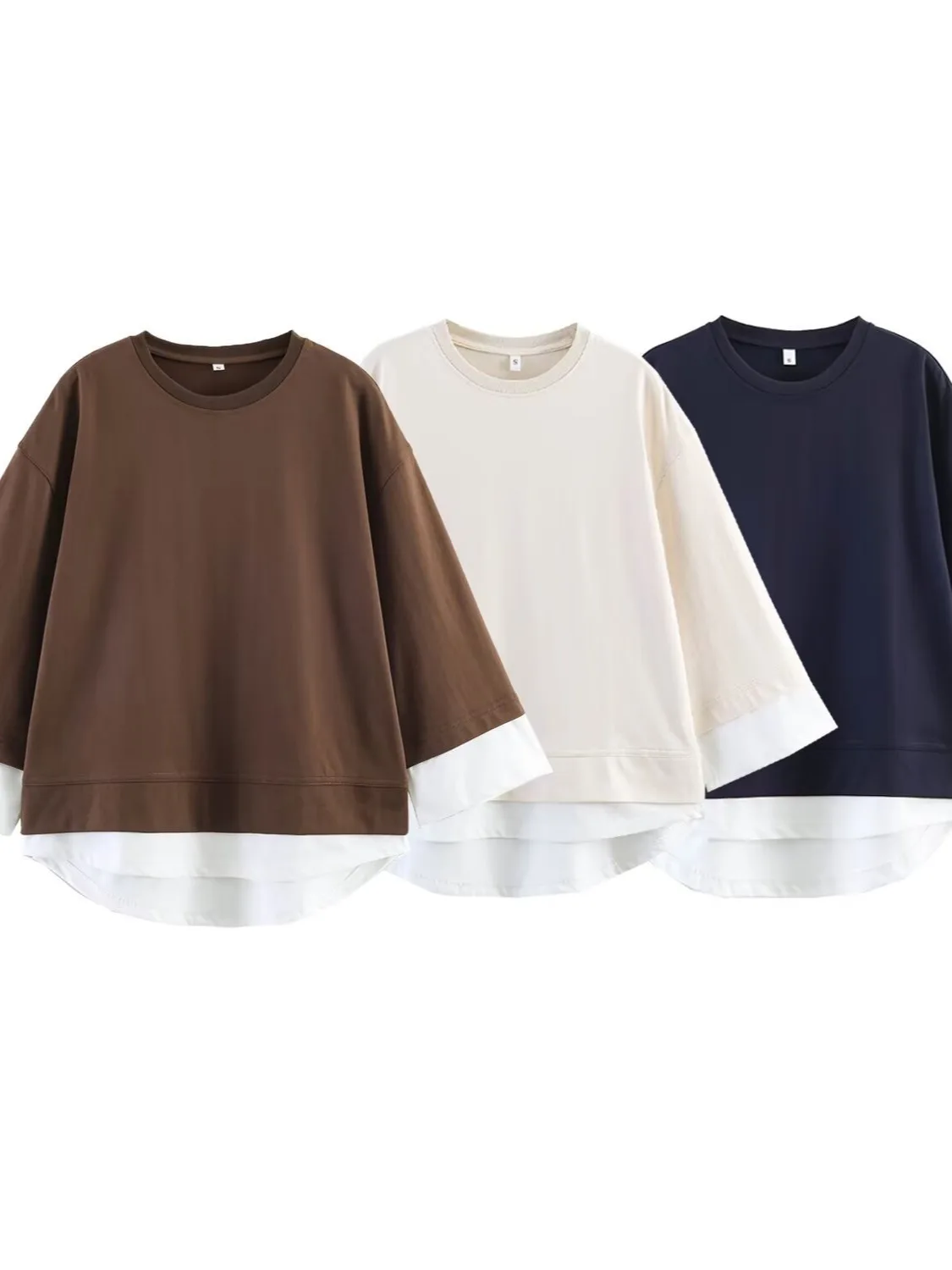 Dave&di T-shirt Woman Clothes Female Clothing Simple Round Neck Patchwork Contrasting Long Sleeved T-shirt
Dave&di T-shirt Woman Clothes Female Clothing Simple Round Neck Patchwork Contrasting Long Sleeved T-shirt