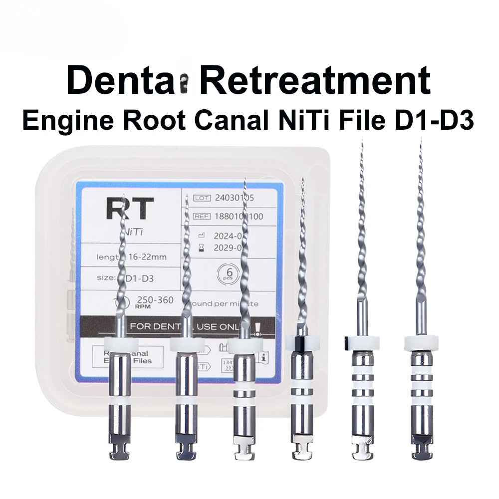 Denta root canal nickel-titanium files D1-D3 root canal files Hand files 6 pcs per box of denta consumables 
Denta root canal nickel-titanium files D1-D3 root canal files Hand files 6 pcs per box of denta consumables