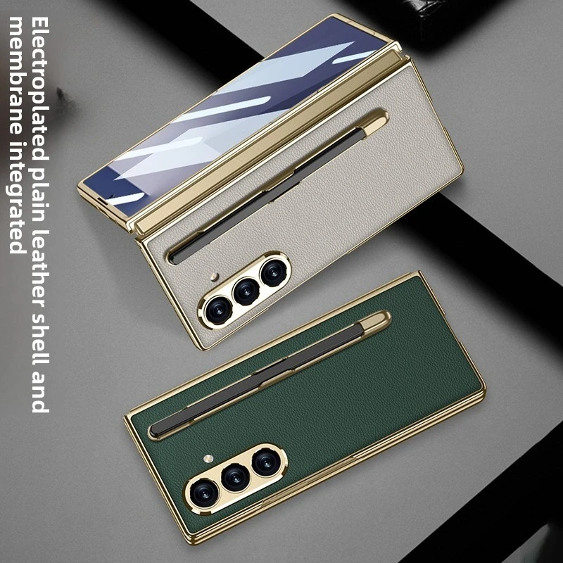 Tempered Protective Film Pen Slot with Pen Silk PU Leather Phone Case for Samsung Galaxy Z Fold 7 Fold7 Hinge Protection Cover
Tempered Protective Film Pen Slot with Pen Silk PU Leather Phone Case for Samsung Galaxy Z Fold 7 Fold7 Hinge Protection Cover