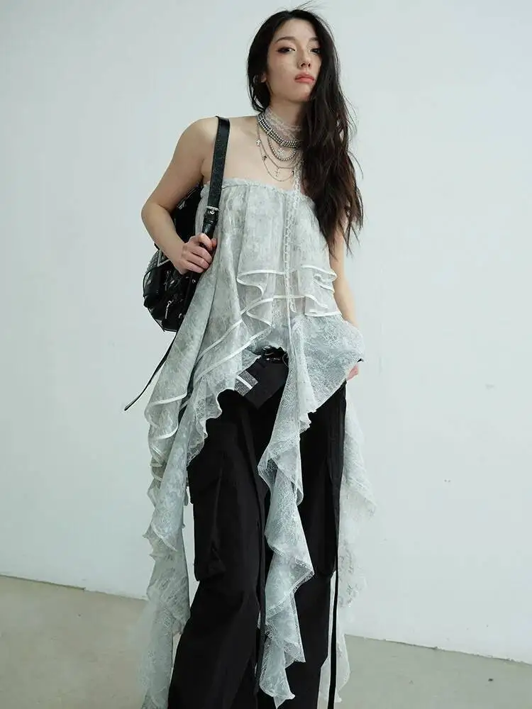 High Quality Printed Gray Women Light Lace Irregular Ruffles Tank Tops New Sleeveless Personality Fashion Spring Summer 2026 DN5
High Quality Printed Gray Women Light Lace Irregular Ruffles Tank Tops New Sleeveless Personality Fashion Spring Summer 2026 DN5