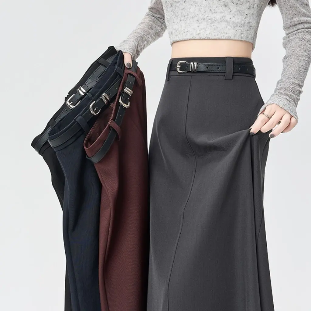 Women's High Waist Pleated A-Line Skirt Slimming Casual Mid-Length Umbrella Skirt Autumn Fashion Skirt in Stock 
Women's High Waist Pleated A-Line Skirt Slimming Casual Mid-Length Umbrella Skirt Autumn Fashion Skirt in Stock