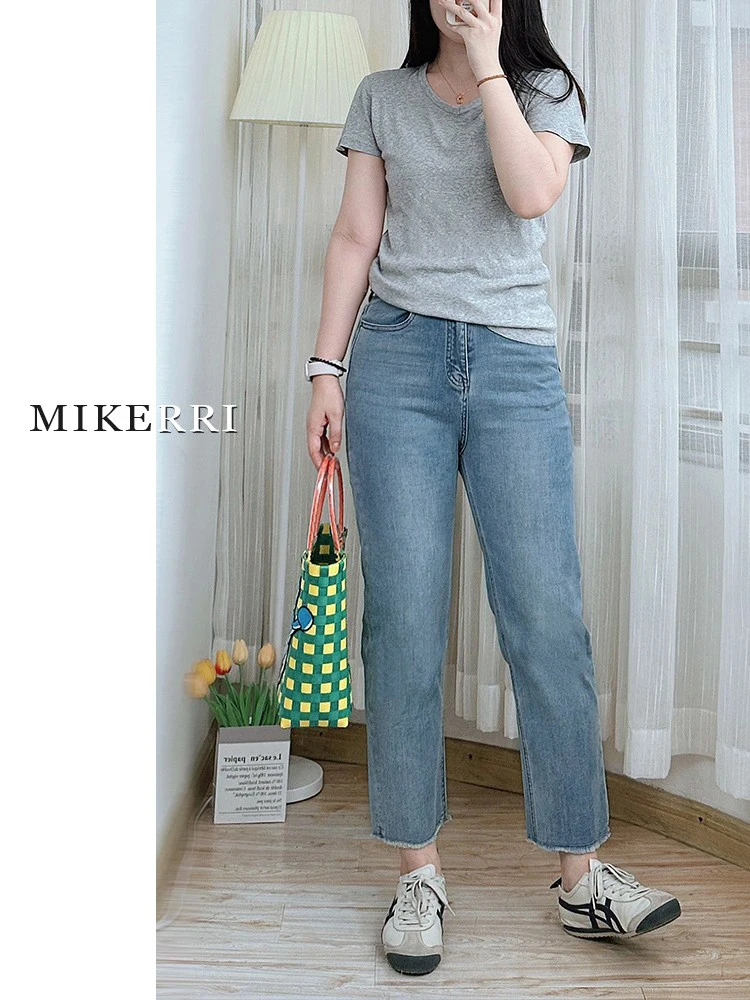 High Waist Straight Leg Denim Jeans Women's Autumn Winter New Style plus Size Slimming Frayed Cuffed Ankle Length Trousers
High Waist Straight Leg Denim Jeans Women's Autumn Winter New Style plus Size Slimming Frayed Cuffed Ankle Length Trousers