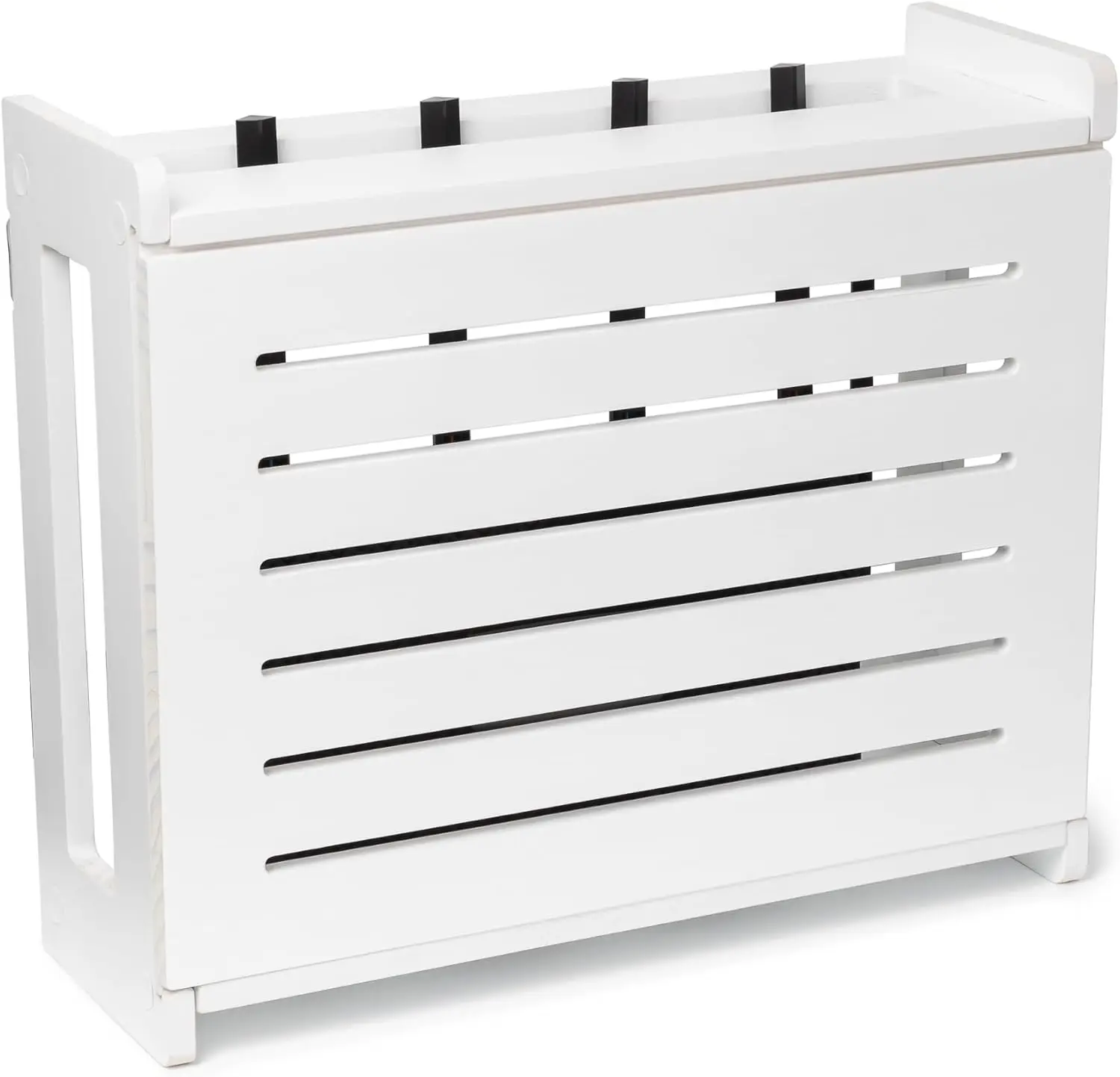 Rustic Wooden WiFi Router Storage Box, Wall Mountable Modem Cover with Cable Management, Fits Most Routers Up to 11" Tall, White