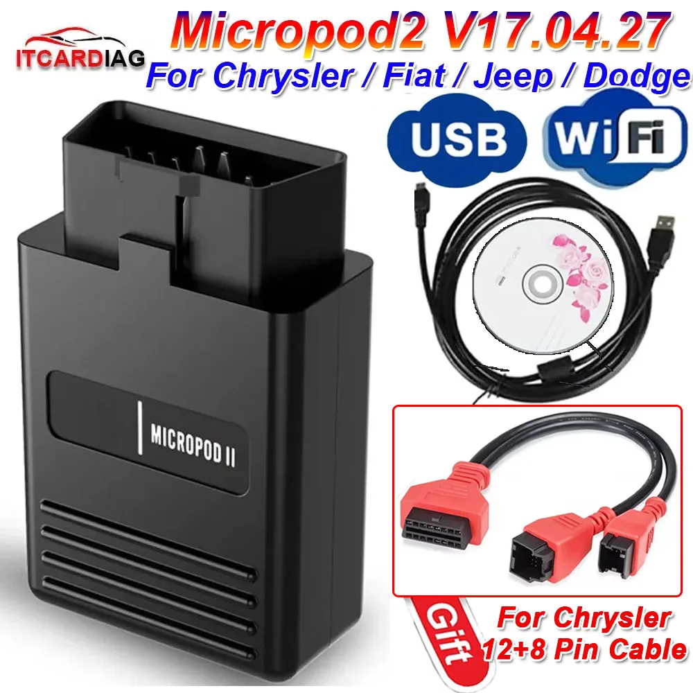 For Fiat/Chrysler/Dodge/Jeep MicroPod2 FW V2.4.1 SW V17.04.27 MicroPod 2 MicroPod II with Programming Cable 12+8 Connector
For Fiat/Chrysler/Dodge/Jeep MicroPod2 FW V2.4.1 SW V17.04.27 MicroPod 2 MicroPod II with Programming Cable 12+8 Connector