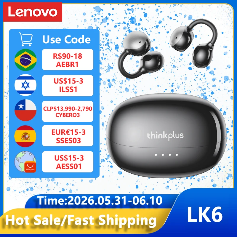Lenovo LK6 Over Ear Wireless Bluetooth 5.4 Headphones Sound Quality Noise Reduction Ear Clip Earphones Long Endurance Earsets
Lenovo LK6 Over Ear Wireless Bluetooth 5.4 Headphones Sound Quality Noise Reduction Ear Clip Earphones Long Endurance Earsets