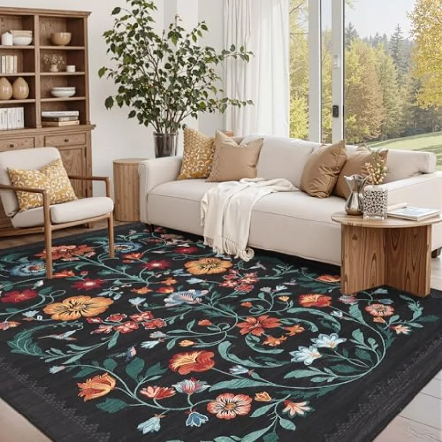 Washable 8x10 Floral Area Rug for Living Room Bedroom Dining Room, Soft Vintage Low Pile Boho Carpet with Non-Slip Rubber Back,
Washable 8x10 Floral Area Rug for Living Room Bedroom Dining Room, Soft Vintage Low Pile Boho Carpet with Non-Slip Rubber Back,