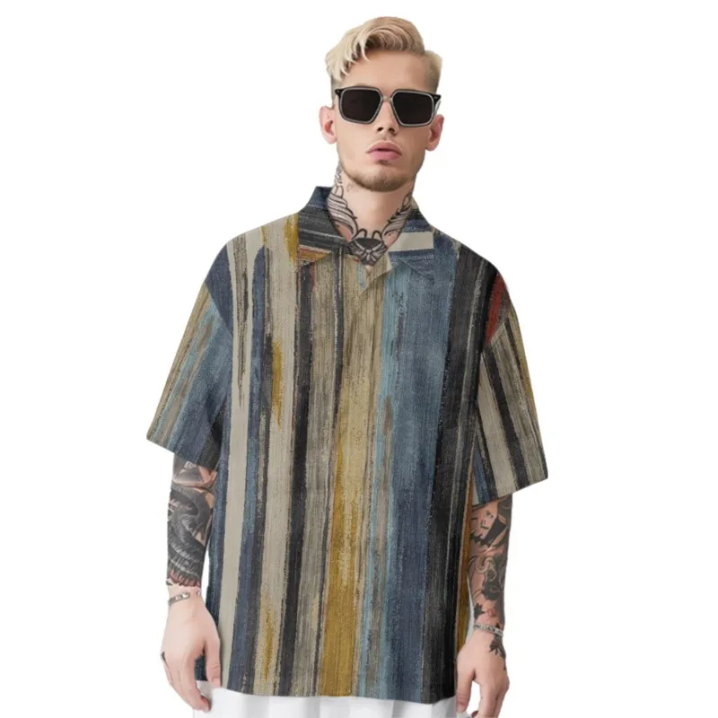 Oil Stripe Print Hawaiian Style Beach Shirt Men's Chest Pocket Shirt Casual Short Sleeve Daily Smart Business Shirt For Men
Oil Stripe Print Hawaiian Style Beach Shirt Men's Chest Pocket Shirt Casual Short Sleeve Daily Smart Business Shirt For Men