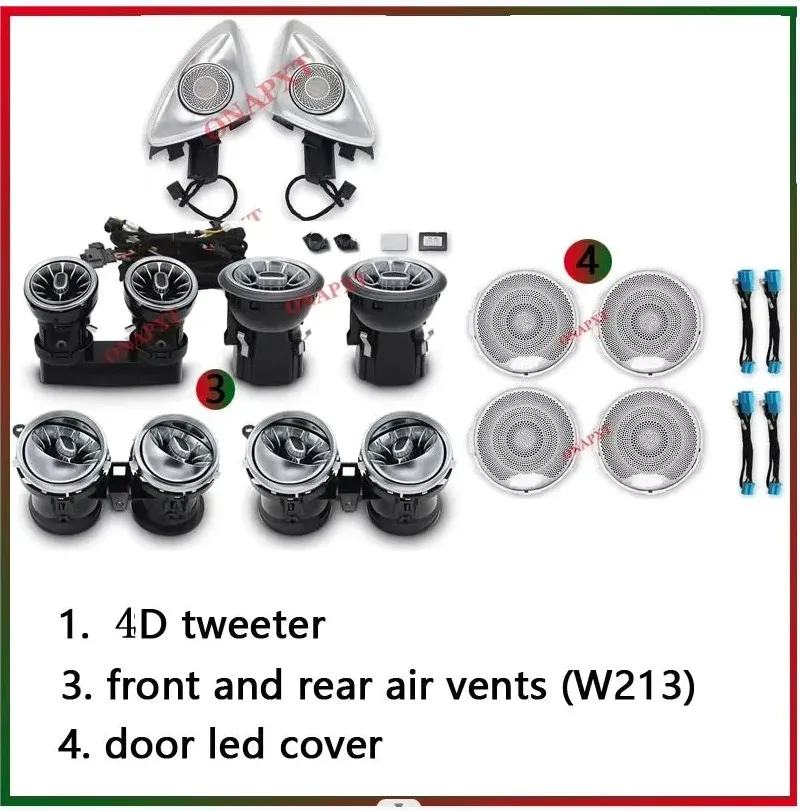 4D Tweeter Ambient Light 4 doors Outlet Door Speaker Cover LED Dashboard Air Vent Nozzle Lamp For Mercedes-Benz E W213
4D Tweeter Ambient Light 4 doors Outlet Door Speaker Cover LED Dashboard Air Vent Nozzle Lamp For Mercedes-Benz E W213
